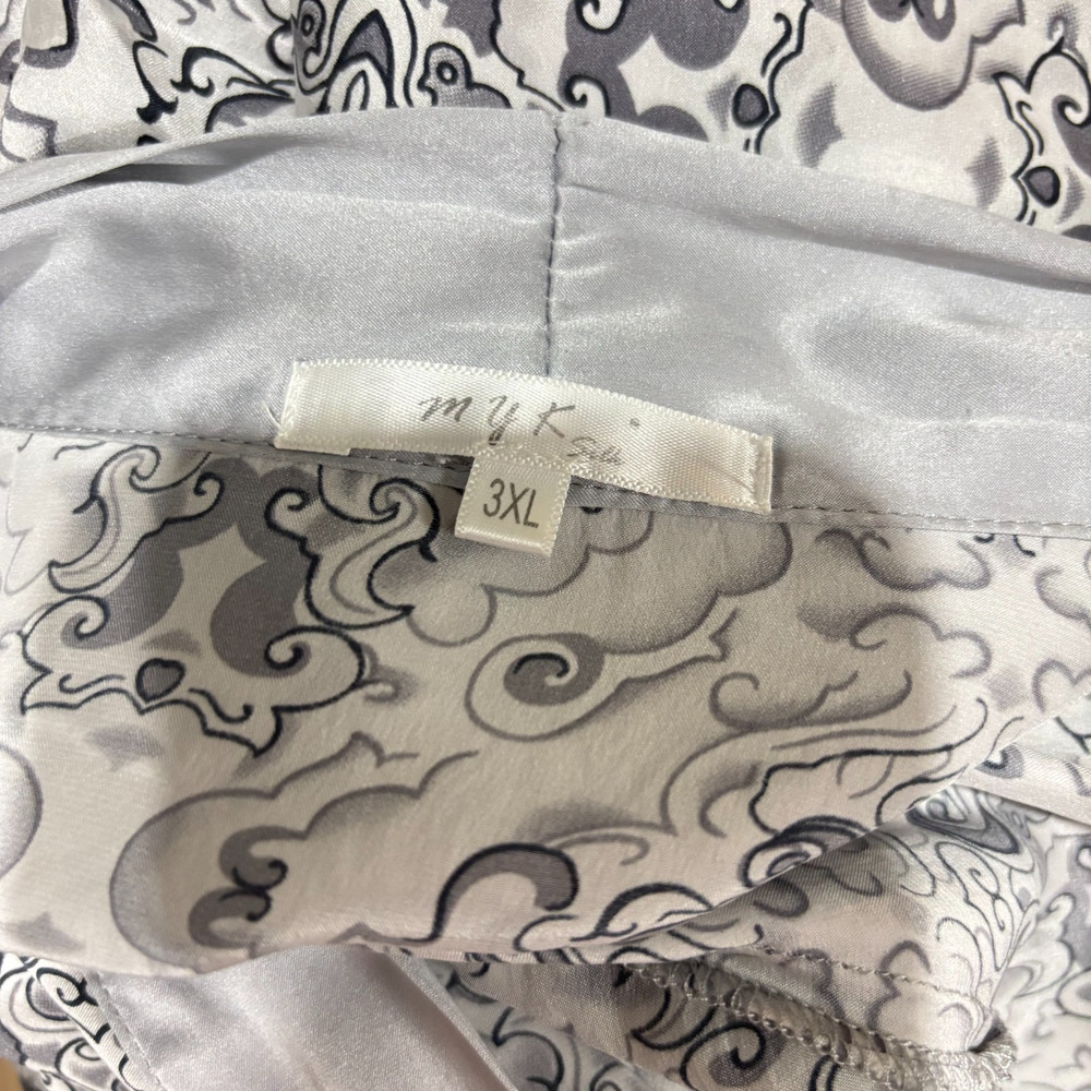 MYK Silk 100% Mulberry Silk Baroque Print Robe Duster 3XL Plus (missing belt) - Picture 7 of 7
